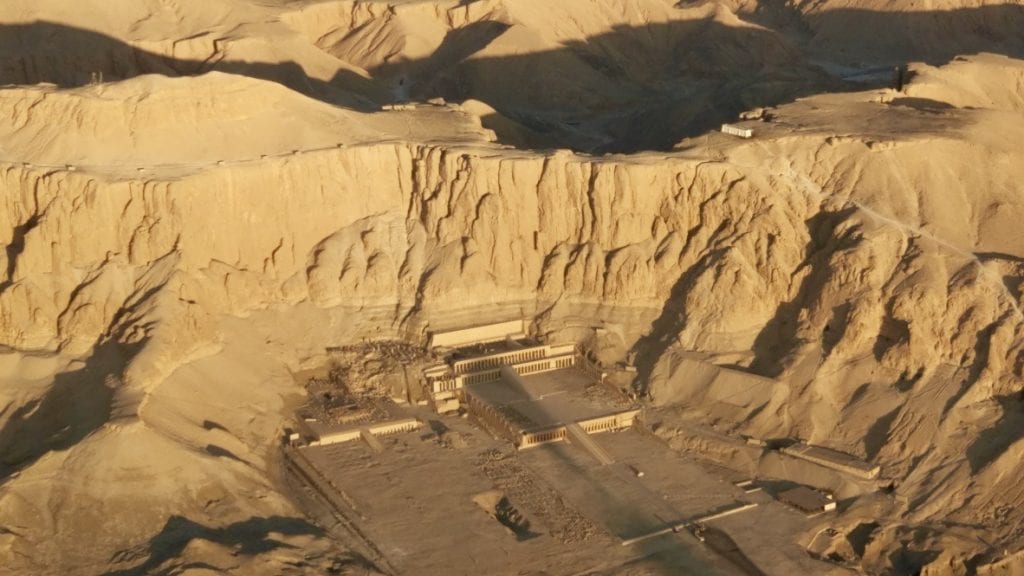 Aerial view of the temple of Hatshepsut. 