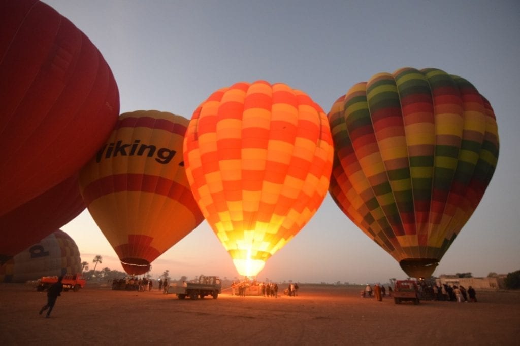 Hot air balloon ride is a popular activity in Luxor, Egypt. 