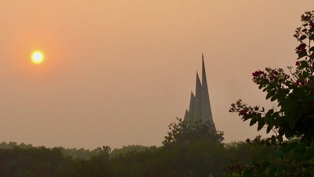 Sunset in the national monument of Bangladesh.
