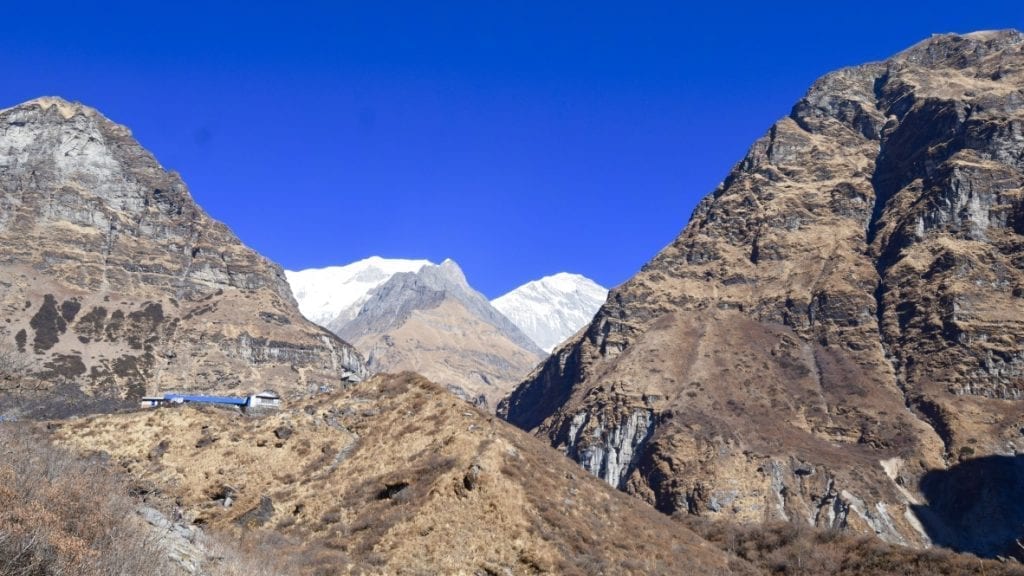 We can see the lodges of Macchapuchare Base Camp during Annapurna Sanctuary Trek.