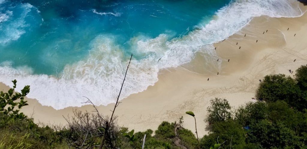 Aerial view of Kelingking beach