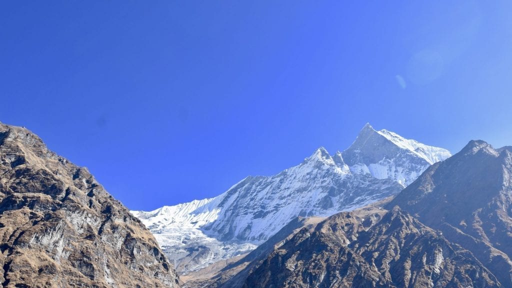 View of Annapurna from the Macchapuchare Base Camp.