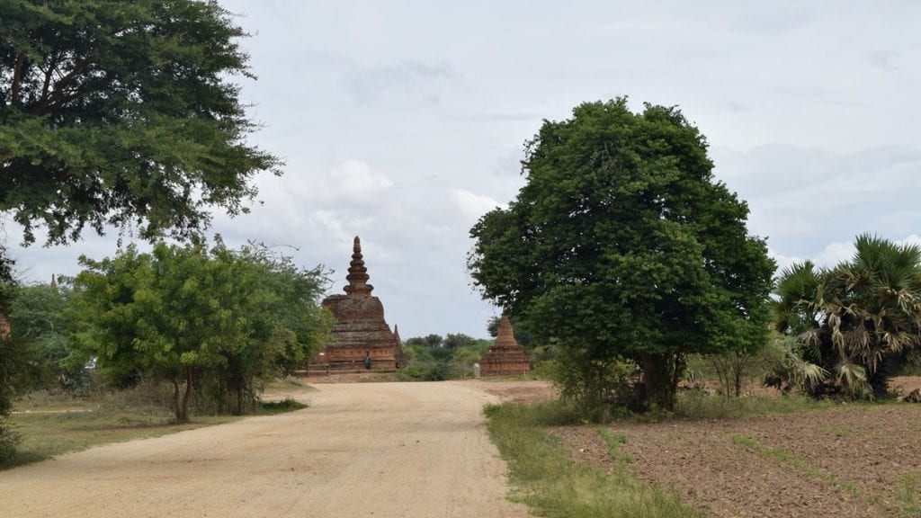 The roads for exploring Bagan by bike is mostly made of muds