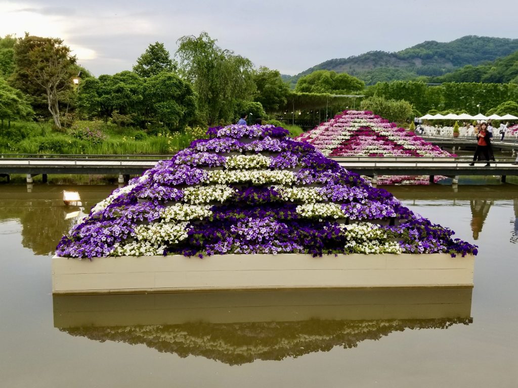 A flower pyramid in Ashikaga Flower Park.