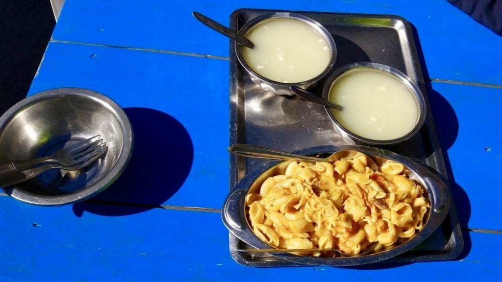 Food in MBC base camp during Annapurna Sanctuary Trek. 