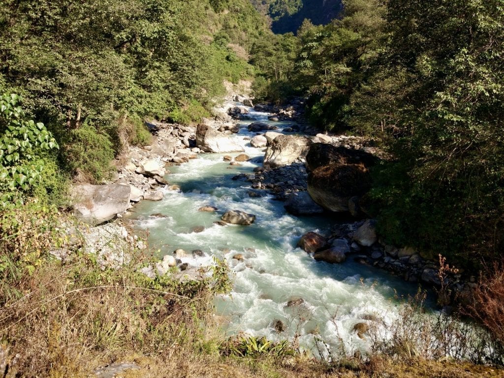 Flowing river during Annapurna Base Camp. 