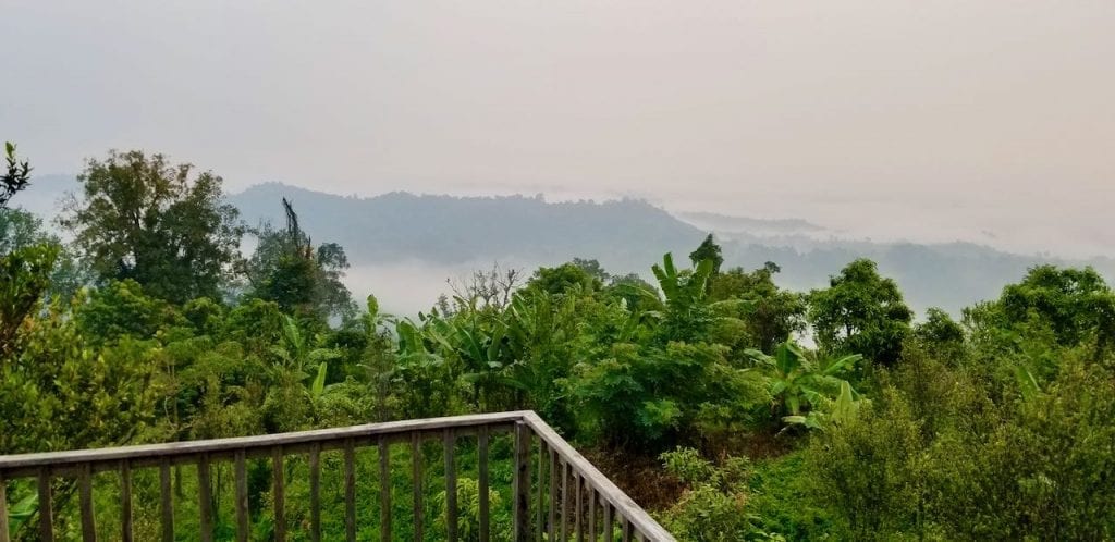 Beautiful view of mountains from hotel in Sajek Valley. 