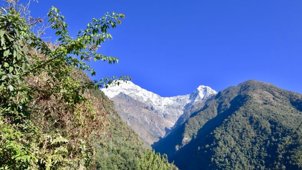 A glimpse of snowcapped mountain