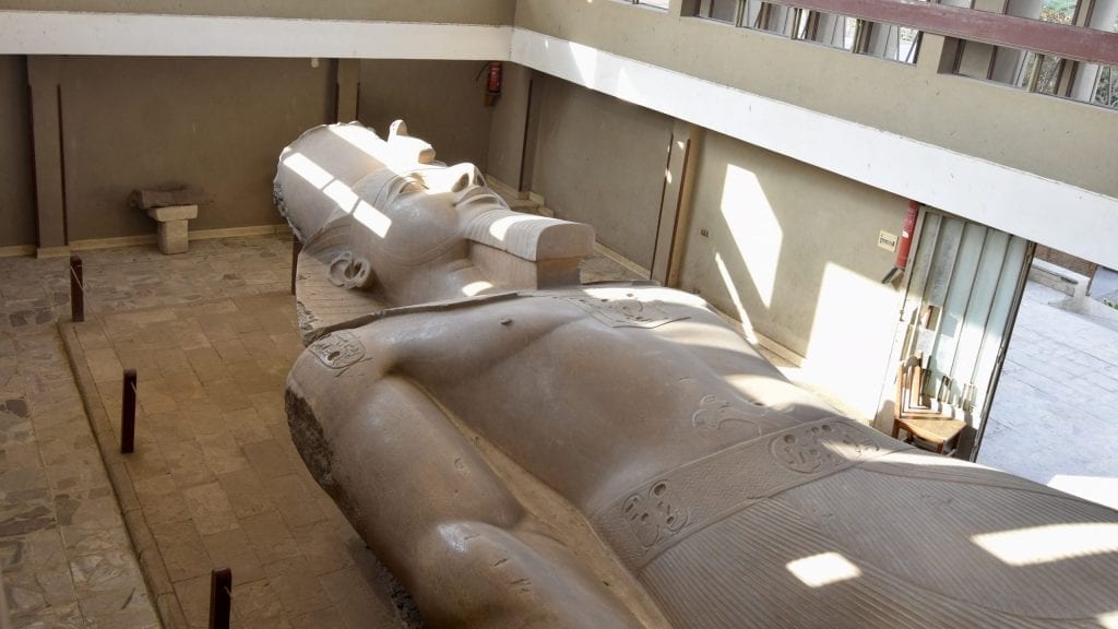 Ramses II lying on a floor in Memphis. 