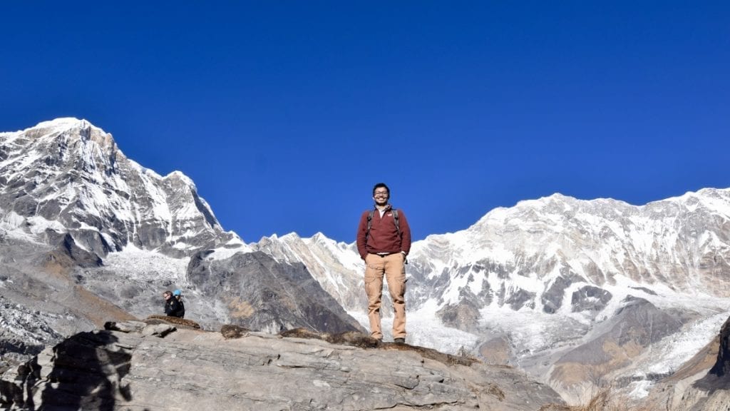 Standing in front of Annapurna Mountain