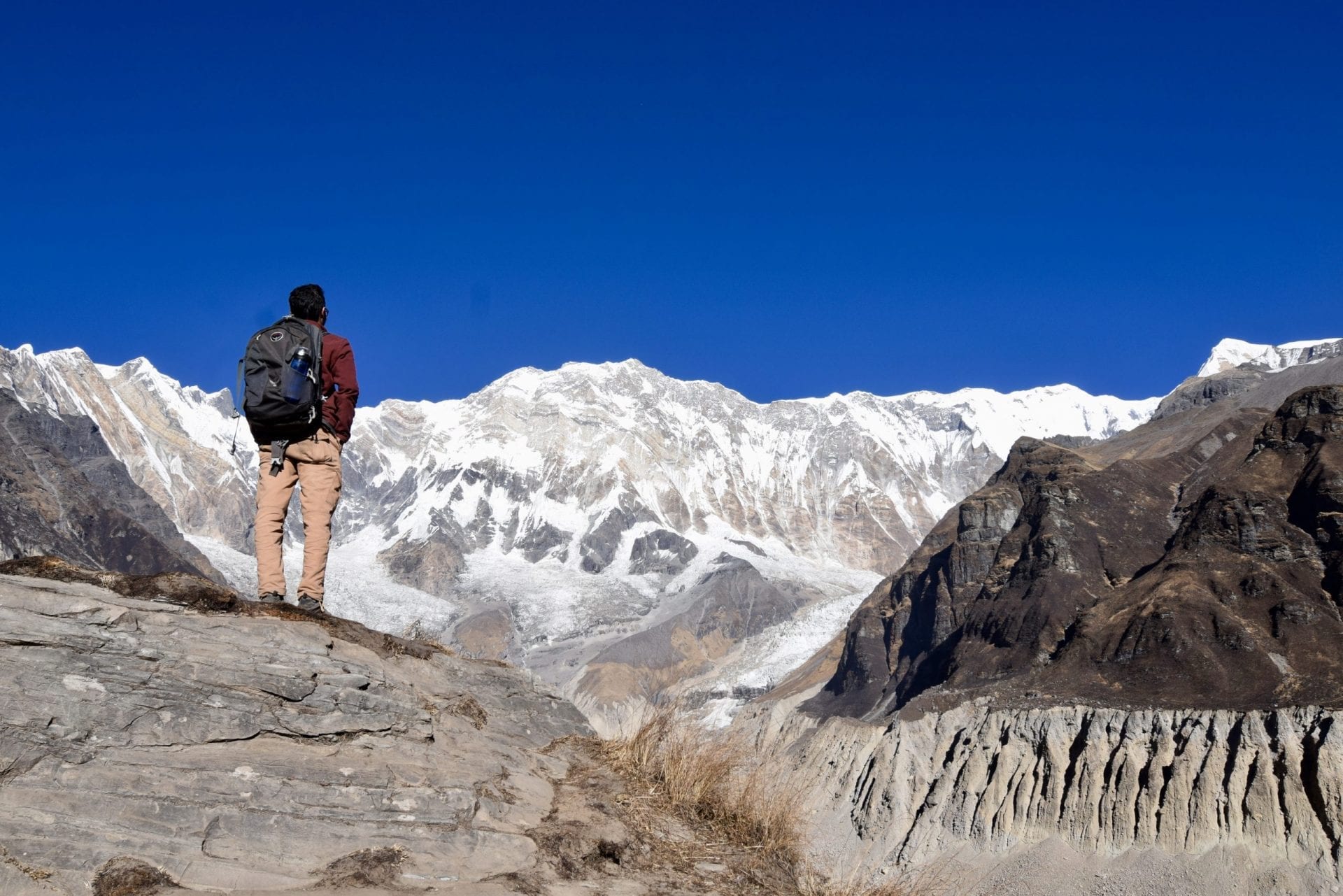 Standing in front of Annapurna Mountain