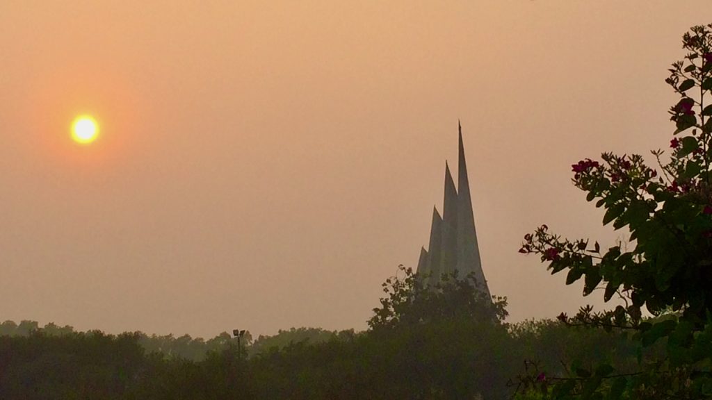 Sunset in the national monument of Bangladesh. 