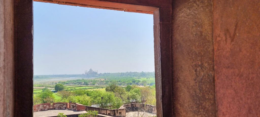 Taj Mahal seen from Agra fort