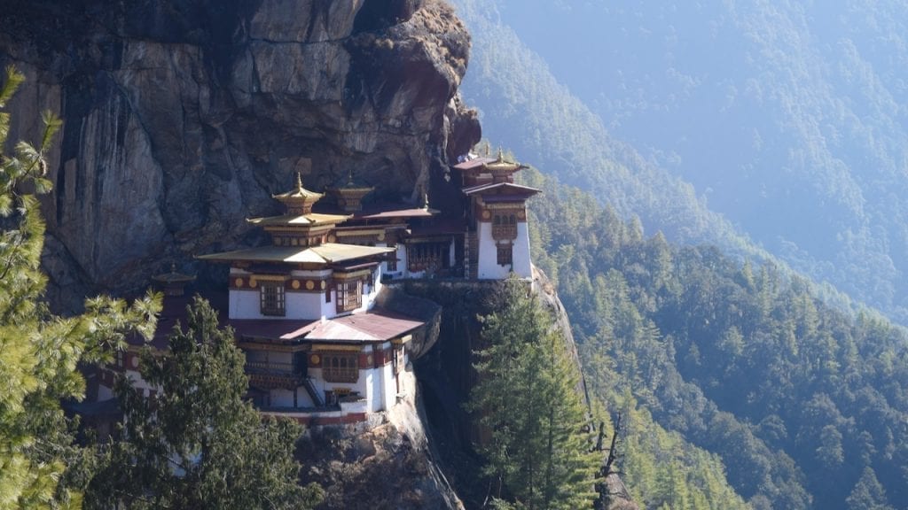 Side view of tiger nest monastery.