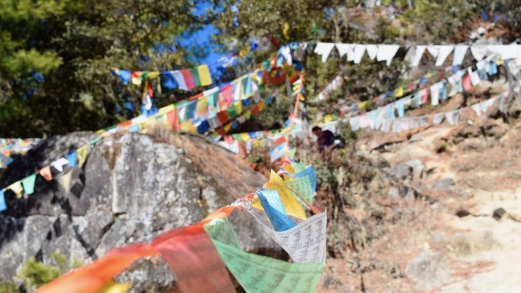 Prayer flags at the end of Tiger's nest trek. 