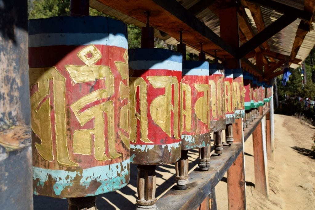 Prayer wheel during halfway to the trek to Tiger's Nest