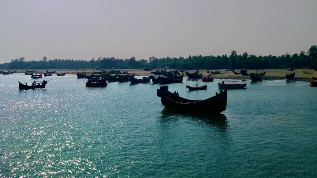 Boats docked in Saint Martin's Island