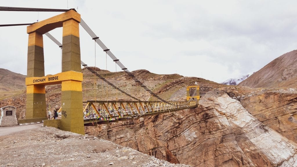 Chicham bridge with a jaw-dropping Himalayan background. Chicham bridge in Spiti is the highest in Asia. 