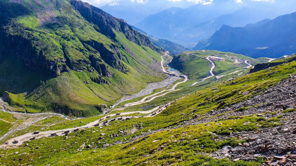 The road to Spiti Valley from Manali gets spiral. 