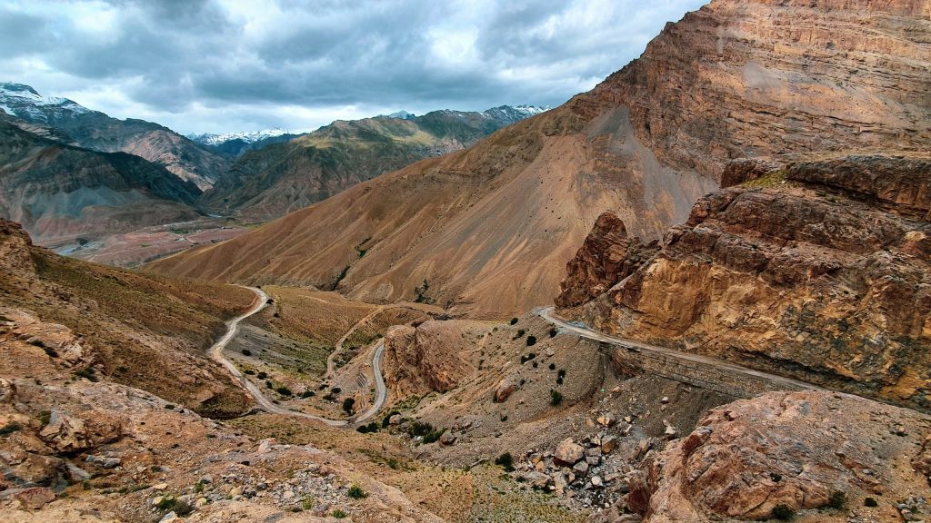 Hair pinned roads in Spiti valley.