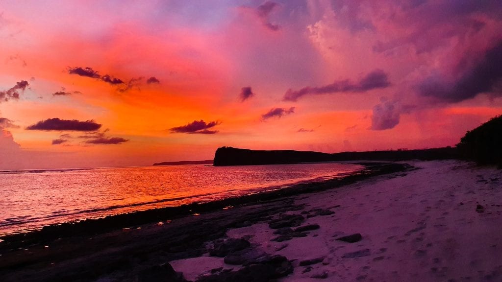 The sky has turned red during sunset in Ekas, Lombok