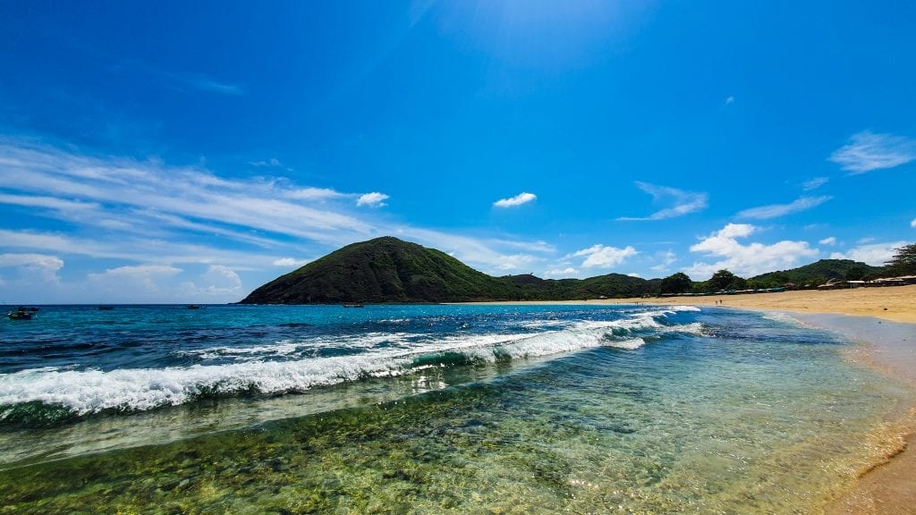 Clear water in Mawun Beach in Lombok