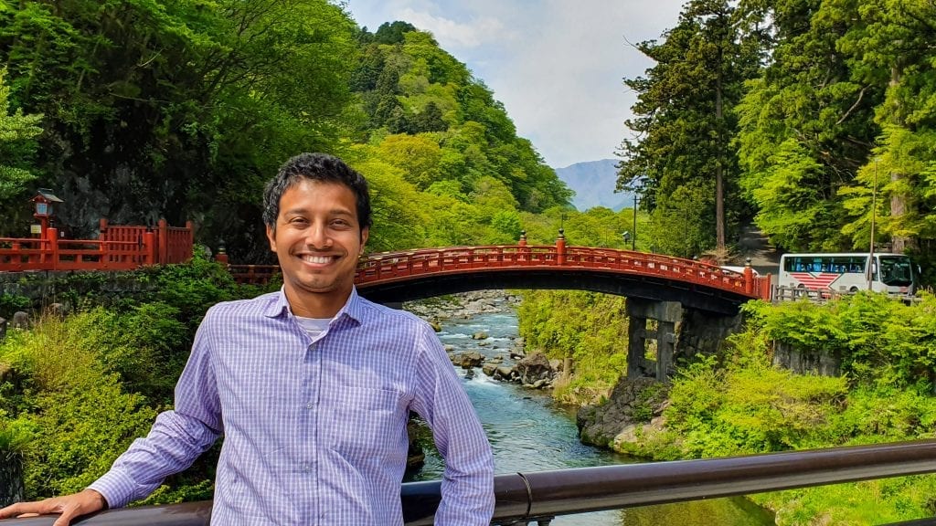 Fuad in front of Shinkyo Bridge