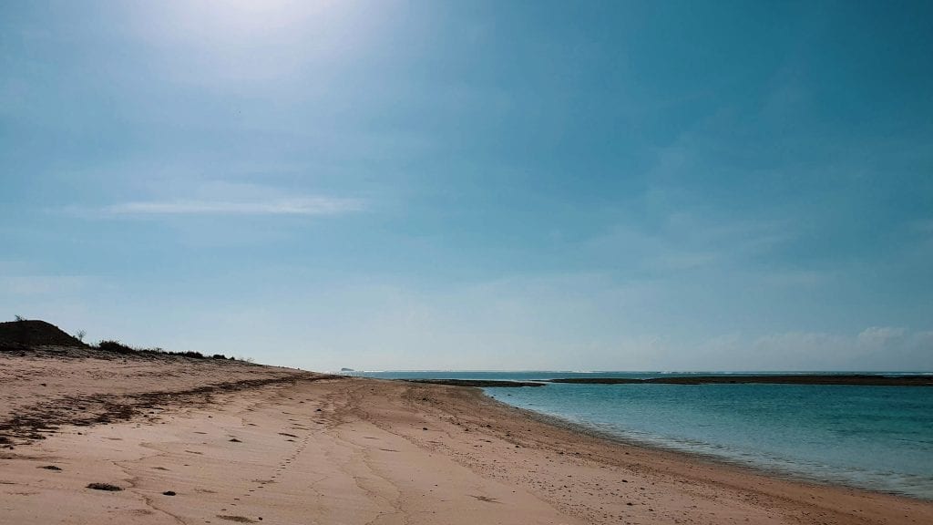 Long stretch of Kaliantan Beach in Ekas, Lombok