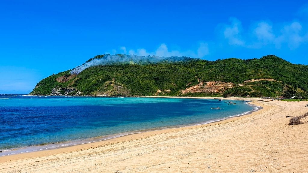 Mountain in one side of Are Guling Beach in Lombok