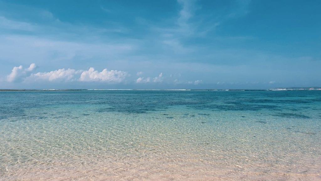 Transparent water of ocean in Ekas Lombok