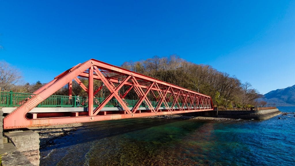 Red Bridge in Lake Shikotsu is a good day trips from Sapporo. 