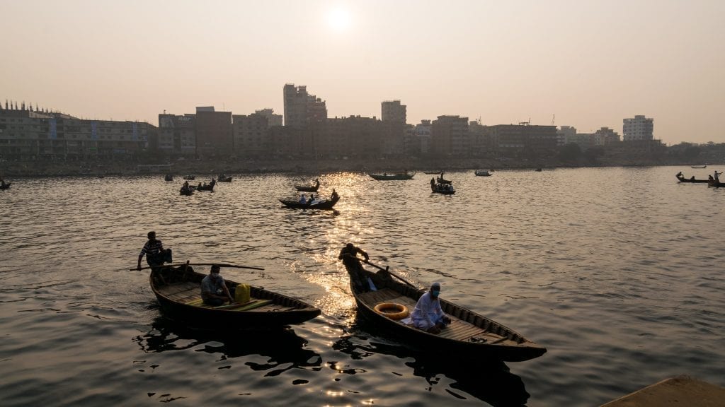 Boat in the Buriganga River in Dhaka.