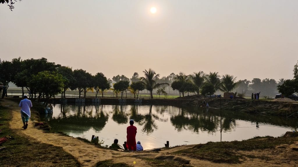 Kids Playing in front of a Pond in Bangladesh