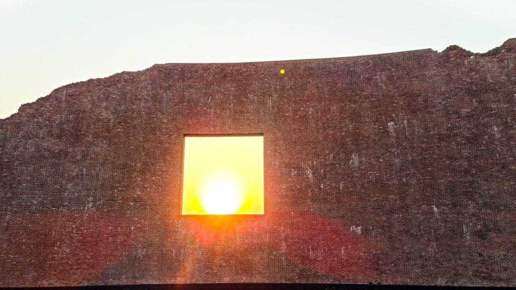 Square window of the Martyred Intellectuals memorial in Rayerbazar, Dhaka. 