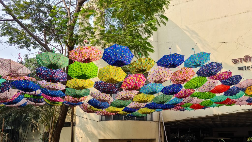 Colorful umbrella in Shilpakala Academy Dhaka