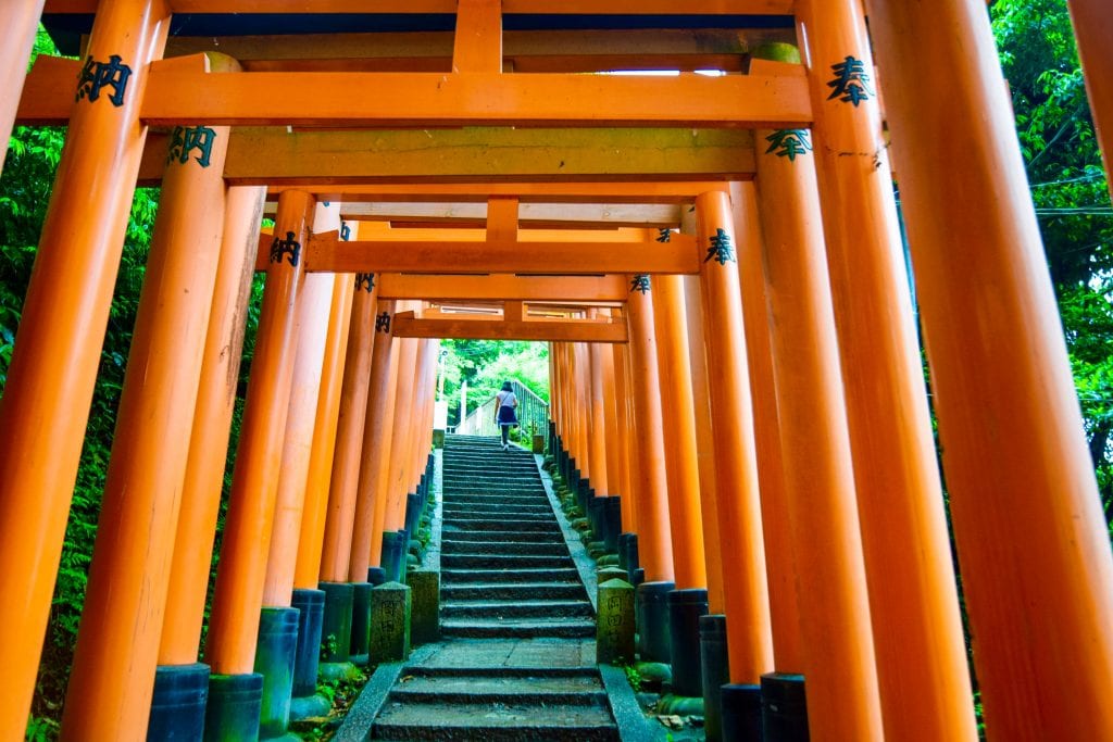 Vermilion Torii Gates in Fushimi Inari Shrine