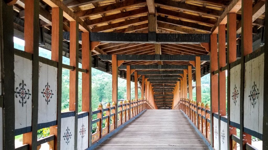 Wooden Entrance bridge of Punakha Dzong