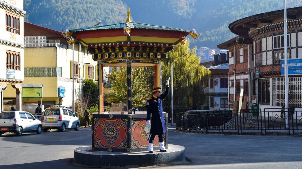 Traffic Police in Thimphu Bhutan