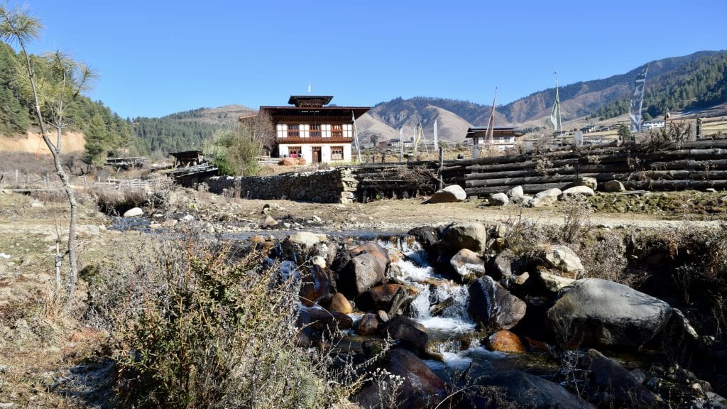 Water flowing in the Phobjikha Valley