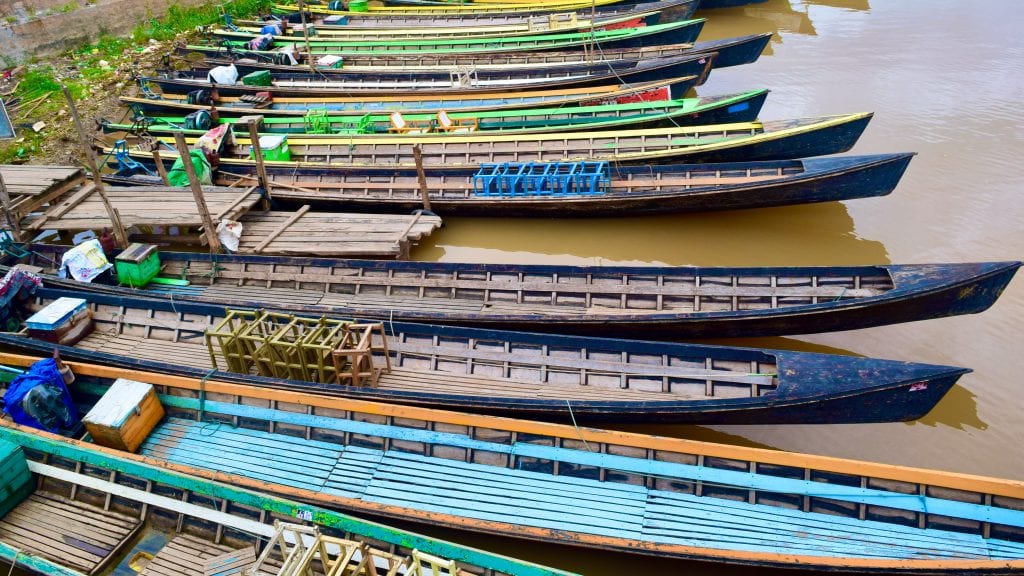 Boats waiting in Inle Lake