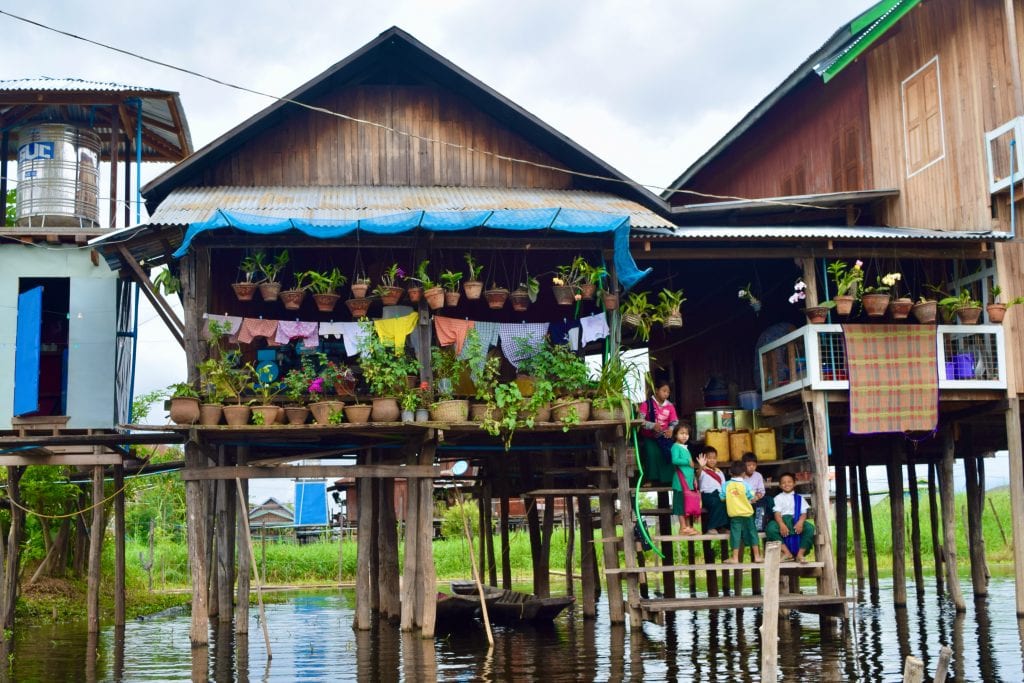 Kid enjoying in Inle Lake