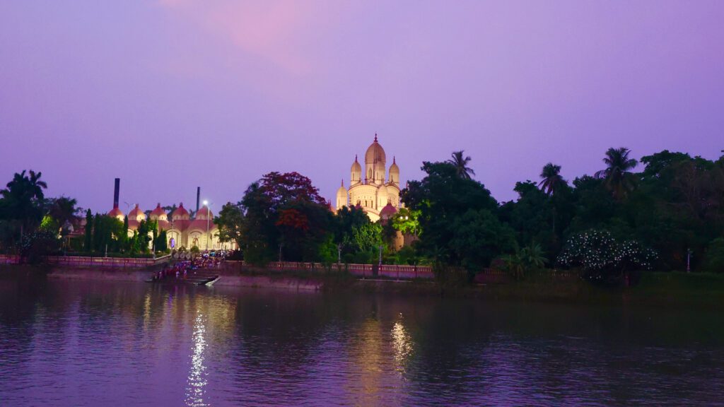 Night view of Dakshineswar Kali Temple at night