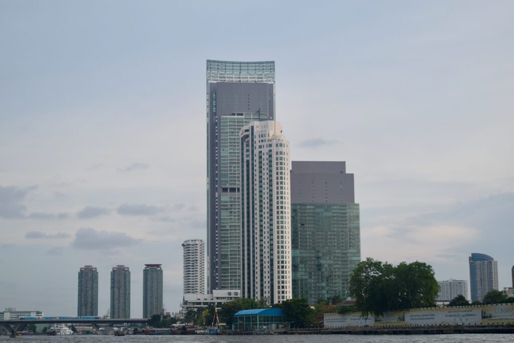 Skyline of Bangkok from the river